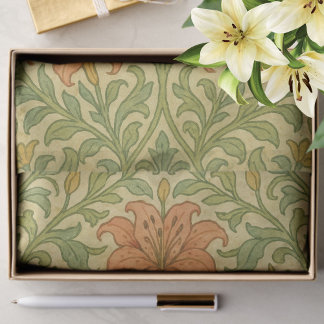Papel De Seda Articária russa da vintagem lily William Morris