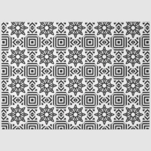 Papel De Seda Artista Preto Branco Grande Roda e Geométrico Quad