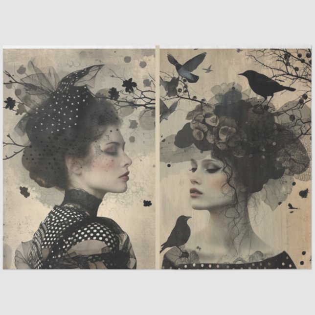 Papel De Seda Artistas Misturam Imprensa Negra Creme Rostos Gran (Frente )