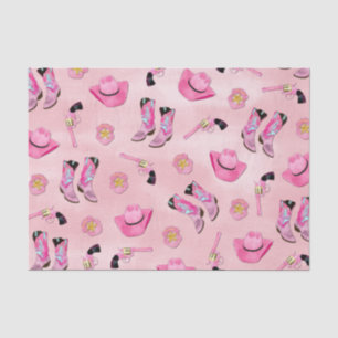 Papel De Seda Artsy Cute Girly Pink Teal Cowgirl Watercolor