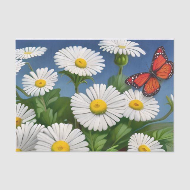 Papel De Seda Artsy Divertimento Daisies E Borboletas (Frente )