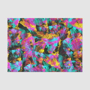 Papel De Seda Artsy Modern Neon Colors Black Abstrato Paint Art