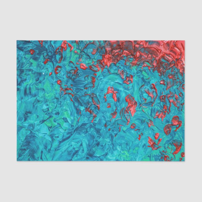Papel De Seda Artsy Neon Orange Teal Acrylic Painting (Frente )