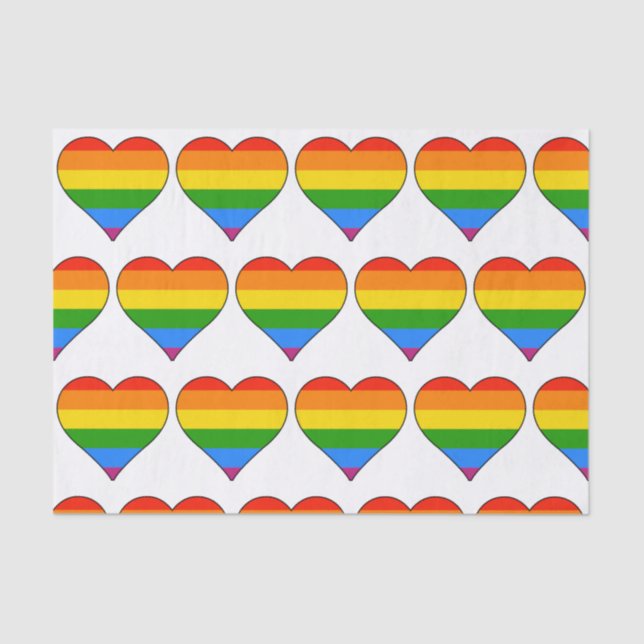 Papel De Seda Artsy Rainbow Heart Orgulho gay em Branco (Frente )
