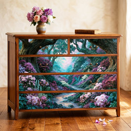 Papel De Seda Árvore Antiga Floral Magenta Floresta Decoupage