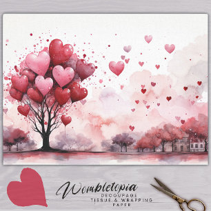 Papel De Seda Árvore Balão do Coração do Embrião do Amor Rosa e 