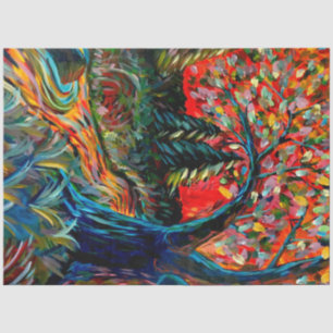 Papel De Seda Árvore Colorida E Pintura Fluvial