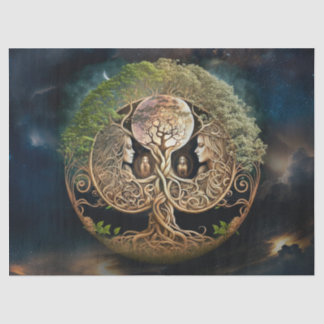 Papel De Seda Árvore da Deusa da Vida e Desnutação da Lua