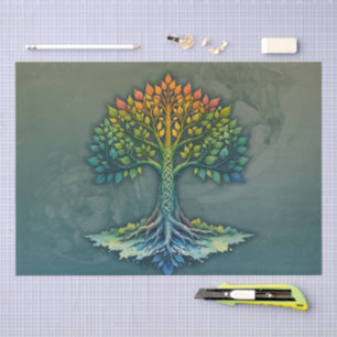 Papel De Seda Árvore da Vida Mudando o Amanhecer 