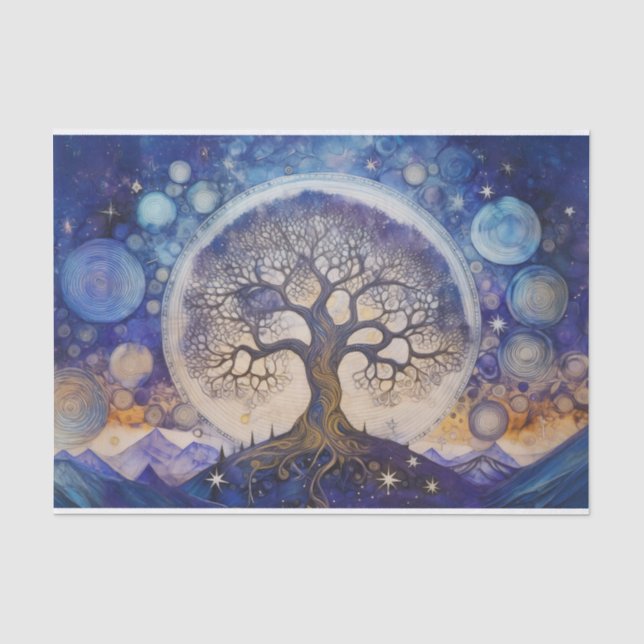 Papel De Seda Árvore da Vida, Tema Celestial Mãe Natureza (Frente )
