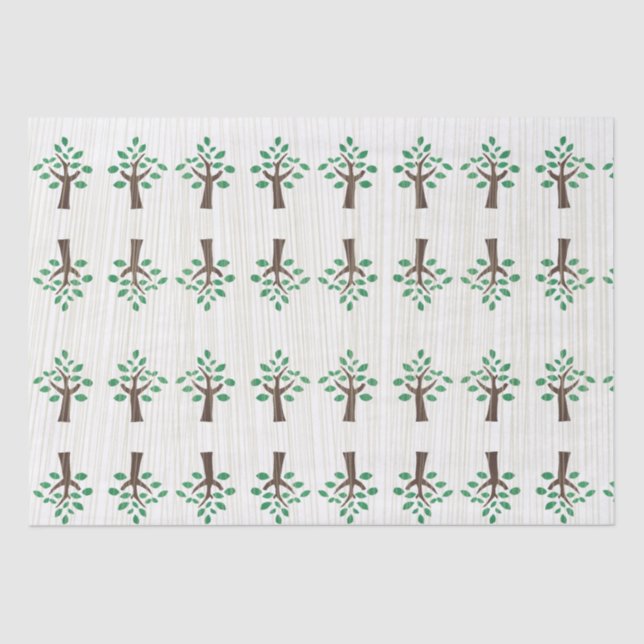 Papel De Seda Árvore da vida verde e castanho (Frente )