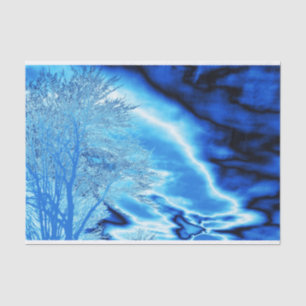 Papel De Seda Árvore De Inverno Céu Azul Cobalto