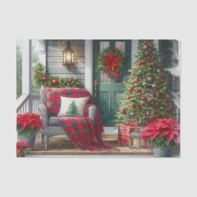 Papel De Seda Árvore de Natal Aconchegante na Varanda (Frente )