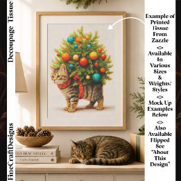 Papel De Seda Árvore de Natal Adorável com Gato/Gatinho FN8L Dec