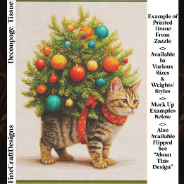 Papel De Seda Árvore de Natal Adorável com Gato/Gatinho FN8R Dec