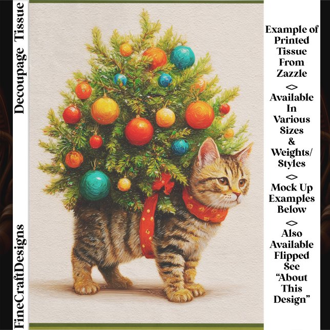Papel De Seda Árvore de Natal Adorável com Gato/Gatinho FN8R Dec (Criador carregado)