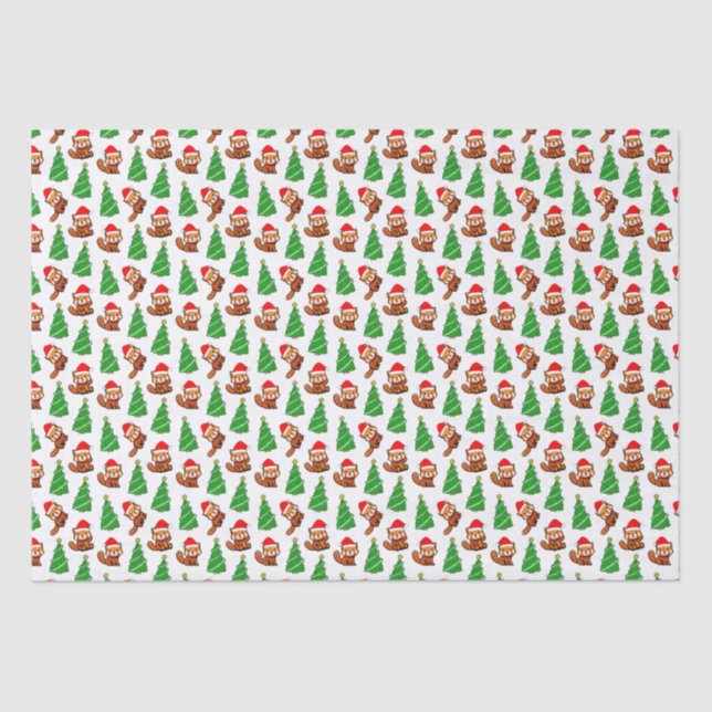 Papel De Seda Árvore de Natal bonita Red Panda Santa Hat (Frente )