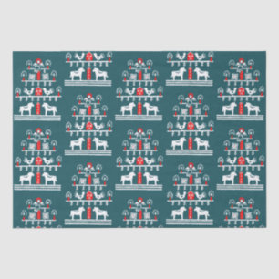 Papel De Seda Árvore de Natal branca branca, azul-escandi, festi