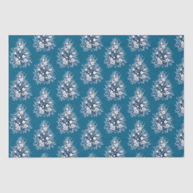 Papel De Seda Árvore de Natal Branco Azul (Frente )