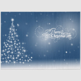 Papel De Seda Árvore de Natal Brilhante Prateada Azul