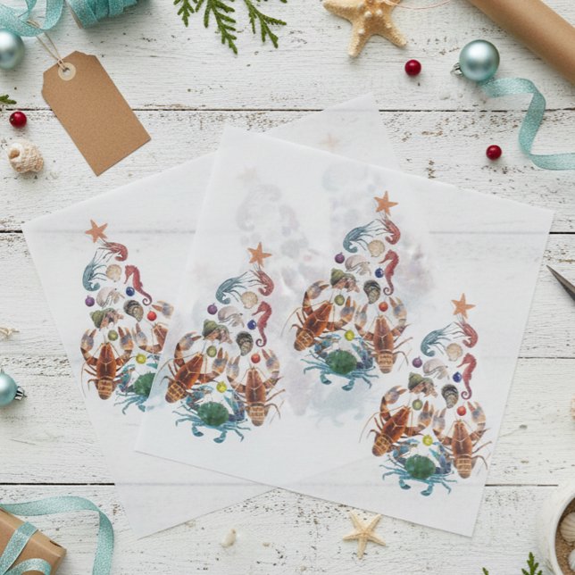 Papel De Seda Árvore de Natal de Caranguejo Lagosta Crustáceo Ma (Criador carregado)