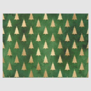 Papel De Seda Árvore de Natal de Inverno em Folha de Ouro e Verd