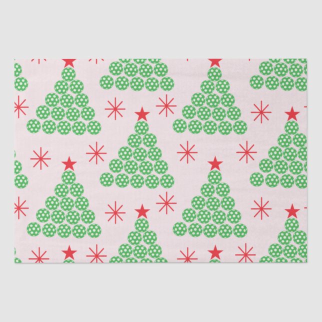 Papel De Seda Árvore de Natal de Pickleball com padrão de estrel (Frente )