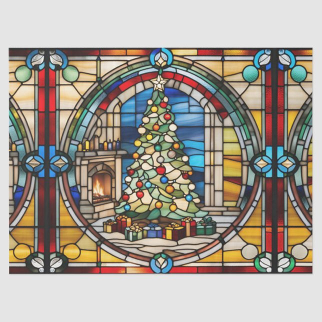 Papel De Seda Árvore de Natal de Vidro Mantido Faux para Decoupa (Frente )