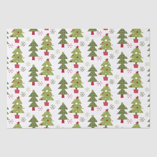 Papel De Seda Árvore de Natal e Flocos de Neve (Frente )