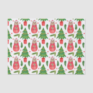 Papel De Seda Árvore de Natal e Urso de Teddy