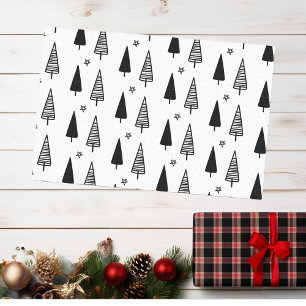 Papel De Seda Árvore de Natal Elegante Preto e Branco