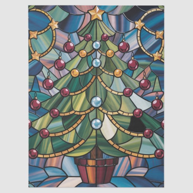 Papel De Seda Árvore de Natal em Vidro Colorido Estilo Tiffany (Frente )