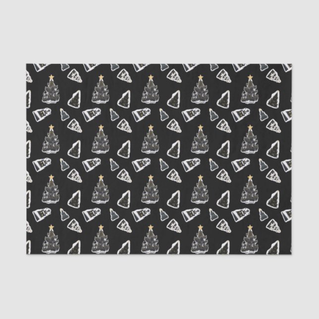 Papel De Seda Árvore de Natal Moga Preta Divertida (Frente )