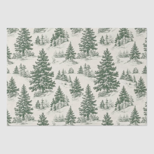 Papel De Seda Árvore de Natal Toile De Jouy Green (Frente )