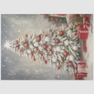 Papel De Seda Árvore de Natal Vermelha e Branca