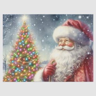 Papel De Seda Árvore de Natal Vintage e Feriado do Papai Noel