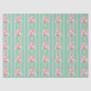 Papel De Seda Árvore de Natal Vintage Mint Green Pink Strike