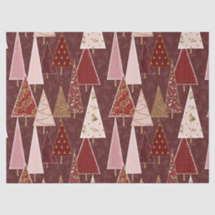 Papel De Seda Árvore de Natal Vitoriana Moderna Dourada Rosa Bor