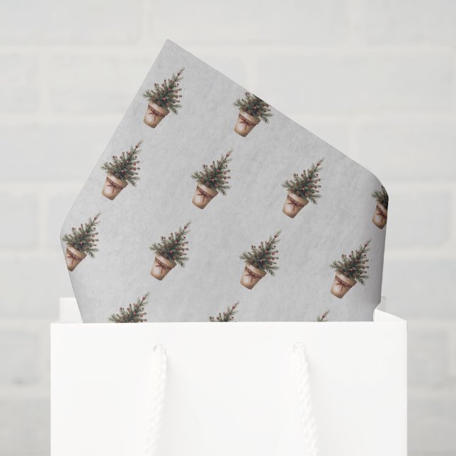 Papel De Seda árvore de pinha de Natal costume rústico de feriad (Sacola de presentes)
