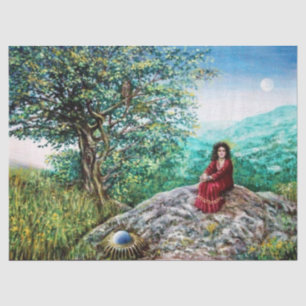 Papel De Seda ÁRVORE MÁGICA/Aurora em Madeira Verde e Dama em Ve