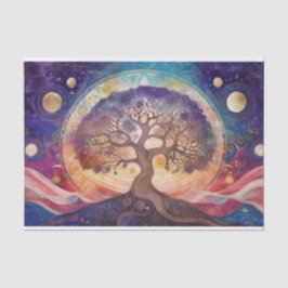 Papel De Seda Árvore Mística Cósmica da Vida – Parede Espiritual