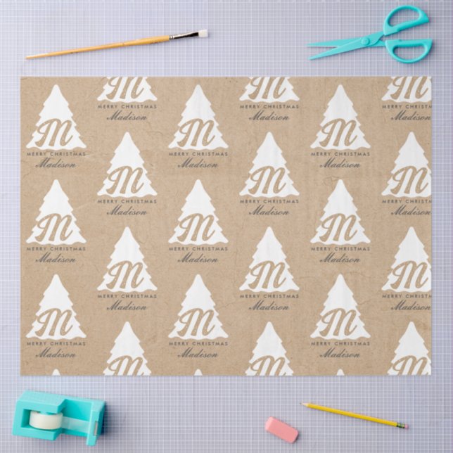 Papel De Seda Árvore Personalizada do Kraft de Natal (Arte )