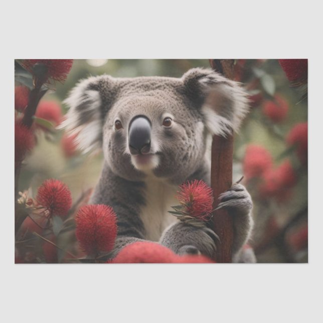 Papel De Seda Árvore Red Banksia Com Urso Koala, (Frente )