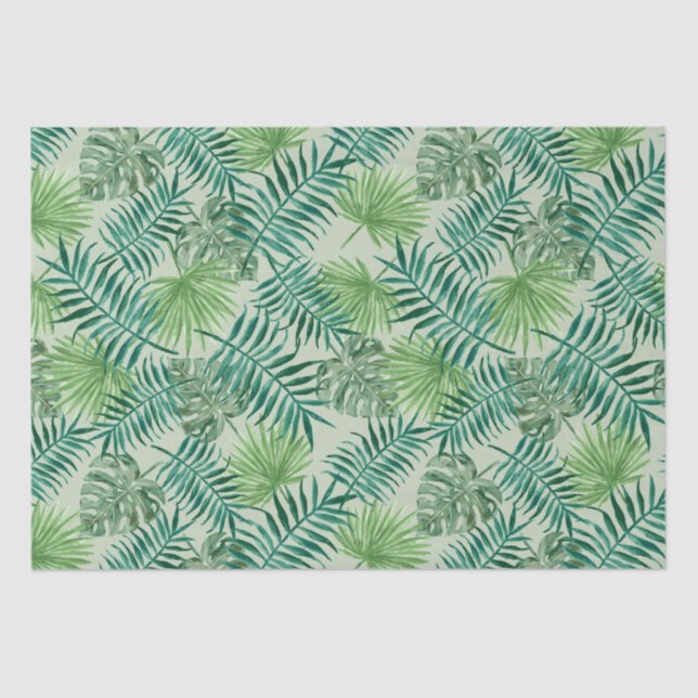 Papel De Seda Árvore Tropical Palm deixa verde padrão (Frente )
