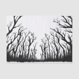 Papel De Seda Árvores assustadoras da floresta assustadoras somb