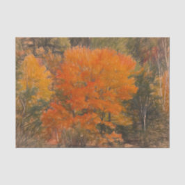 Papel De Seda Árvores Caem Floresta de Madeira Laranja Esboço Ar