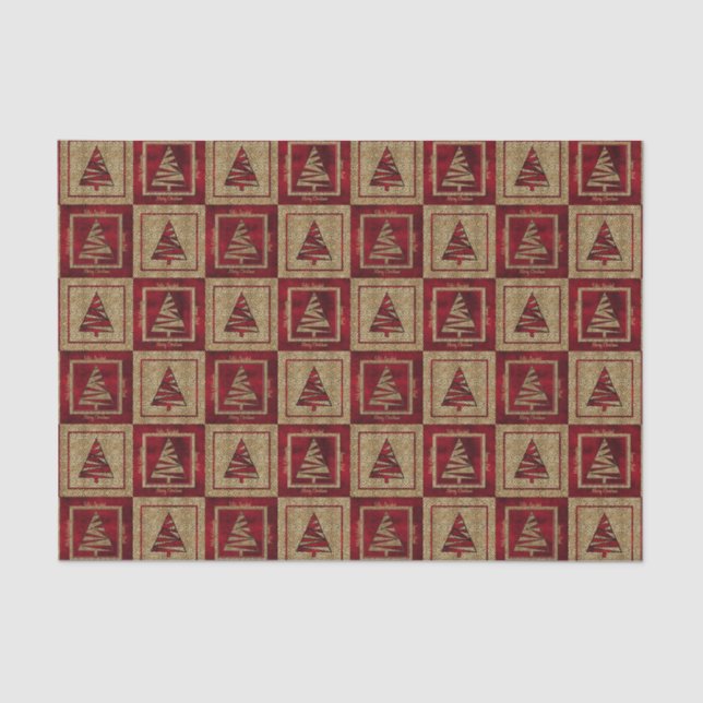 Papel De Seda Árvores de Férias em Cheetah Impressão e Vermelho (Frente )