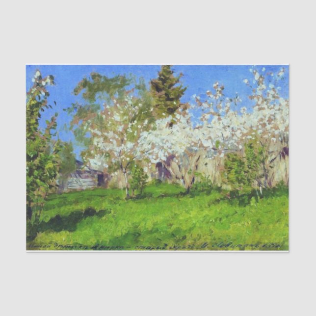 Papel De Seda Árvores de Maçã no Flor por Isaac Levitan (Frente )