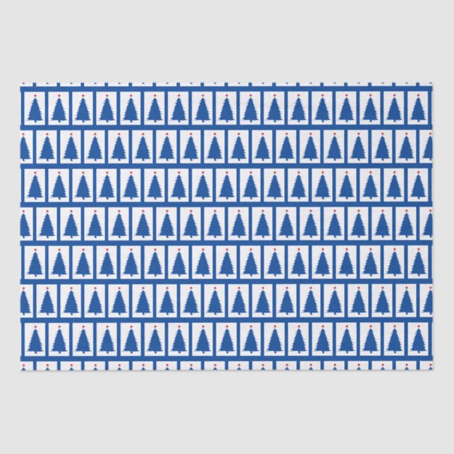 Papel De Seda Árvores de Natal Azuis (Frente )