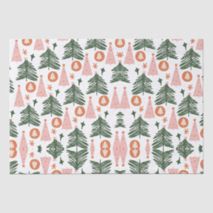 Papel De Seda Árvores de Natal Boho Verde Rosa Laranja Rústicas